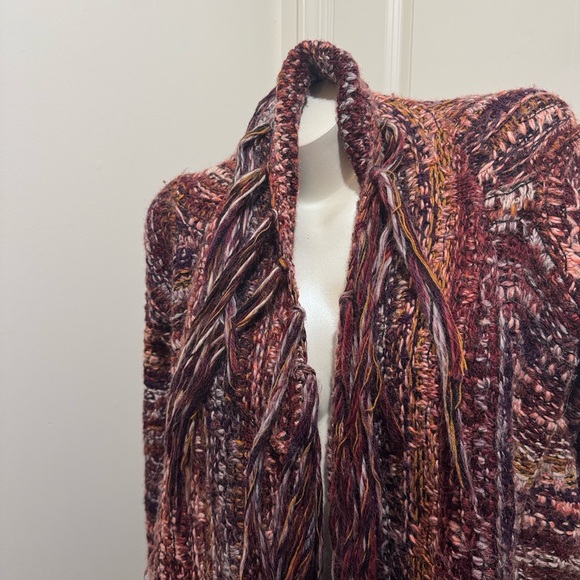 Free People Multicolor Fringed Cardigan, Sz Medium, Like New, Wool & Alpaca - Picture 9 of 14